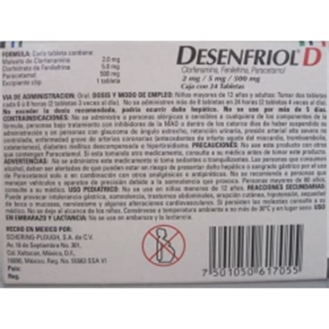 Desenfriol D Chlorphenamine Phenylphrine Paracetamol Mg Mg