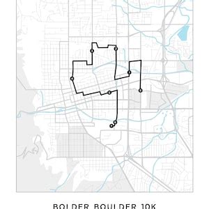 Bolder Boulder 10K Course Map Personalized Bolder Boulder 10k Route Map Colorado Running Map ...