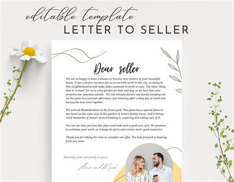 Buyer Letter To Seller Offer Letter Template Editable In Etsy In 2022