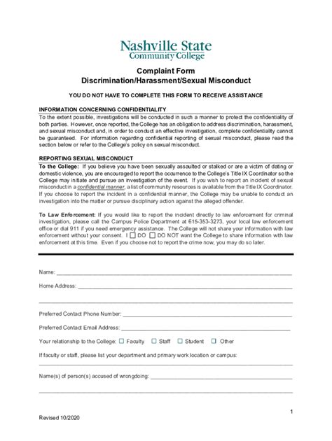 Fillable Online Discrimination Including Sexual Harassment Complaint And Fax Email Print