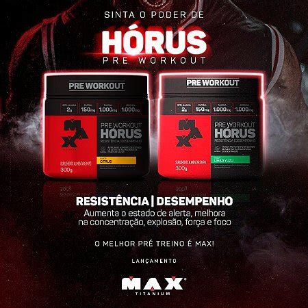 Horus Pré Treino Max Titanium Pre Workout Vida Mais Natural Loja