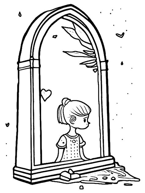 Sad Girl Broken Mirror Coloring Page Creative Fabrica