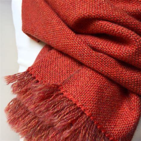 Burnt Orange Hand Woven Scarf Pure Cashmere Shawl Etsy Handwoven