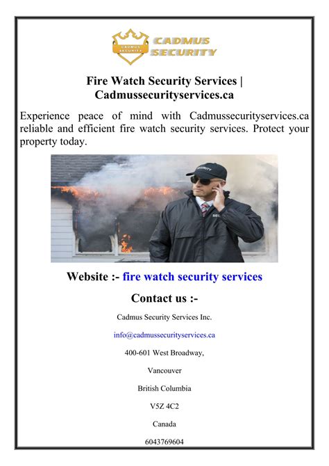 Ppt Fire Watch Security Services Cadmussecurityservices Ca Powerpoint