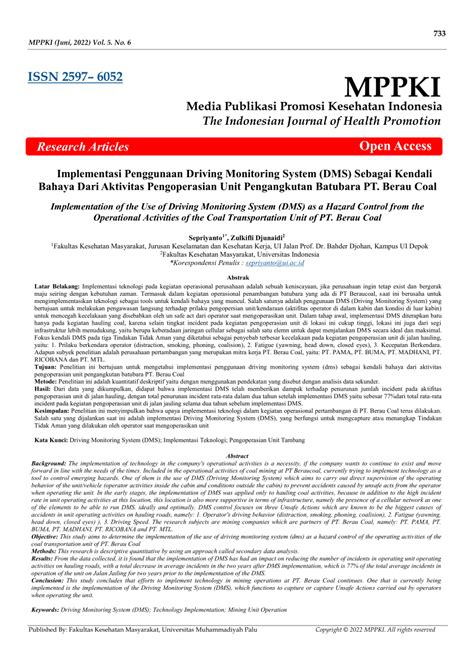 PDF Implementasi Penggunaan Driving Monitoring System DMS Sebagai