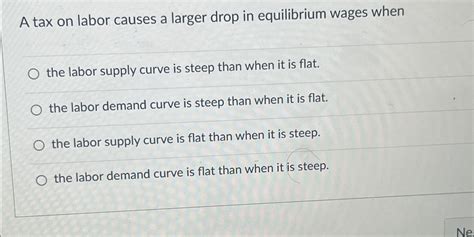 Solved A Tax On Labor Causes A Larger Drop In Equilibrium Chegg