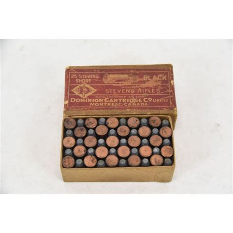 50 Rounds Dominion 25 Stevens Short Rimfire In Original Box Landsborough Auctions