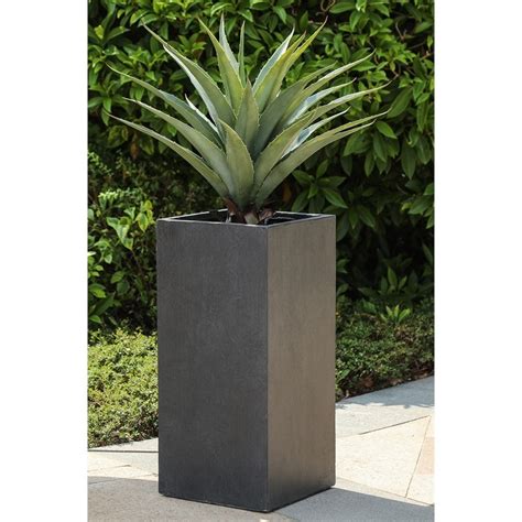 Luxen Home Smooth Gray Tall Mgo Planter Whpl