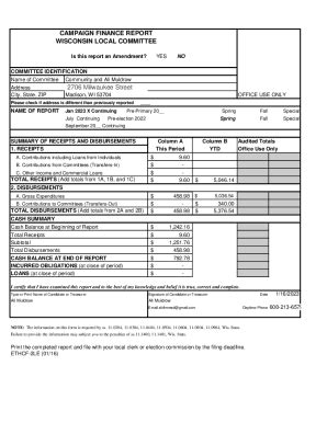 Fillable Online Campaign Finance Registration Statement And Declaration