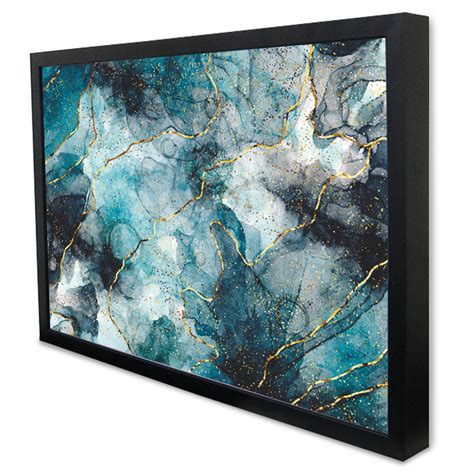 Quadro Decorativo Caixa Alta Vidro Abstrato Mármore Azul