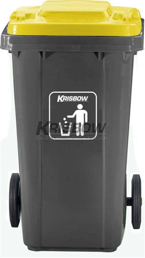 Jual Tempat Sampah Dustbin Eco L Grey With Yellow Lid Krisbow Harga