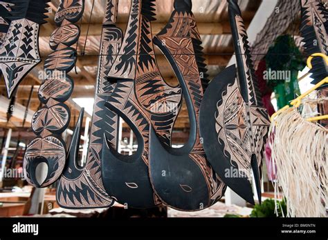 Carved Samoan Weapons In Old Apia Market Apia Samoa Stock Photo Alamy