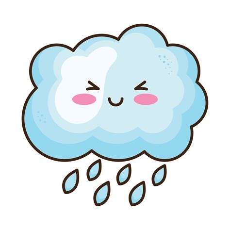 Nube Y Lluvia Kawaii 14482244 Vector En Vecteezy