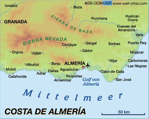 Map of Costa de Almeria (Region in Spain) | Welt-Atlas.de