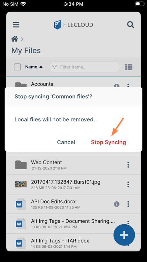 Ios File Sync Filecloud Docs Server