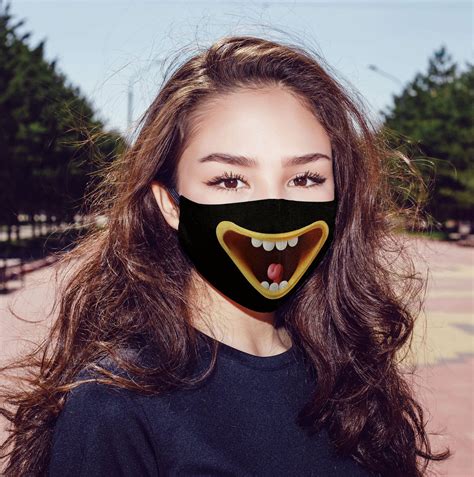 Smiley Mouth Mask Emoticon Face Mask Emoji Face Mask