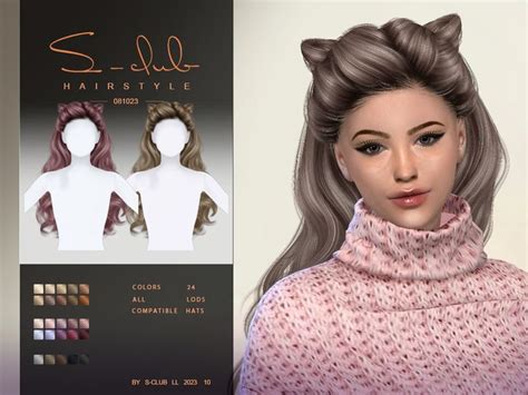 The Sims Resource Cute Wave Hair With Cat Ears Manie 081023 In 2024