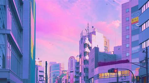 Pink Neon City Wallpaper