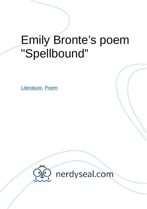 Emily Brontes Poem Spellbound Nerdyseal