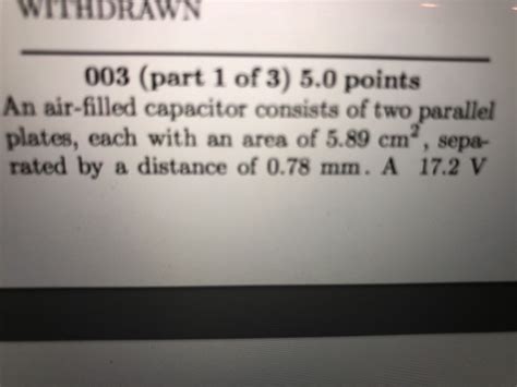 Solved Withdrawn Part Of Points An Air Filled Chegg