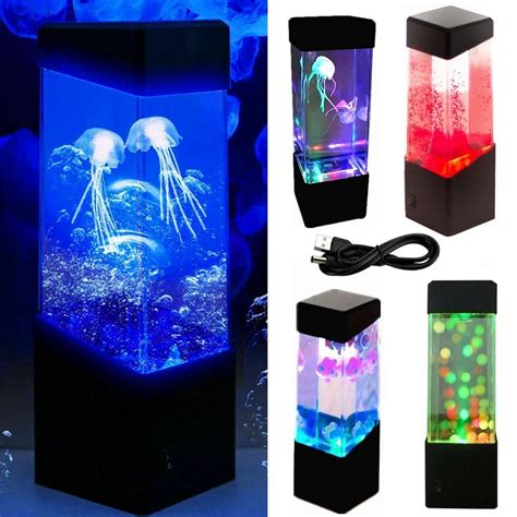 GustaveDesign USB Charging Jellyfish Aquarium Mood Lamp, Color Changing ...