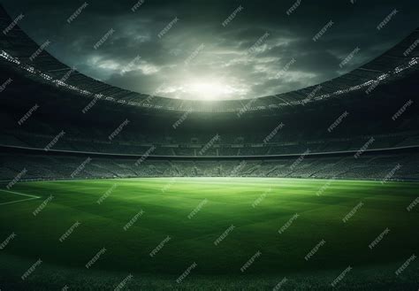 Premium AI Image | Photo of a soccer stadium at night with stadium light