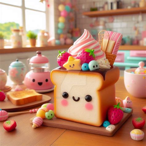 Cute Kawaii Toast Cgi Digital Art By Sorayascorner On Deviantart