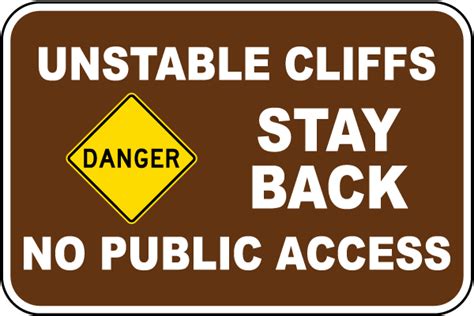 Unstable Cliffs Stay Back Sign - Order Now w/ Fast Shipping