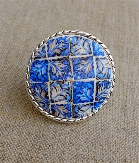 Portugal Antique 16th Century Azulejo Tile RING From Tomar Etsy