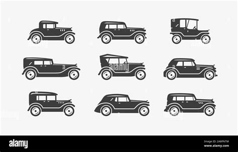 Retro cars icon set. Transport, transportation symbol. Vector ...