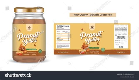 Peanut Butter Label Design Organic Peanut Stock Vector Royalty Free