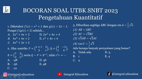 SOAL ASLI PENGETAHUAN KUANTITATIF UTBK SNBT 2023 Udah Keluar Di