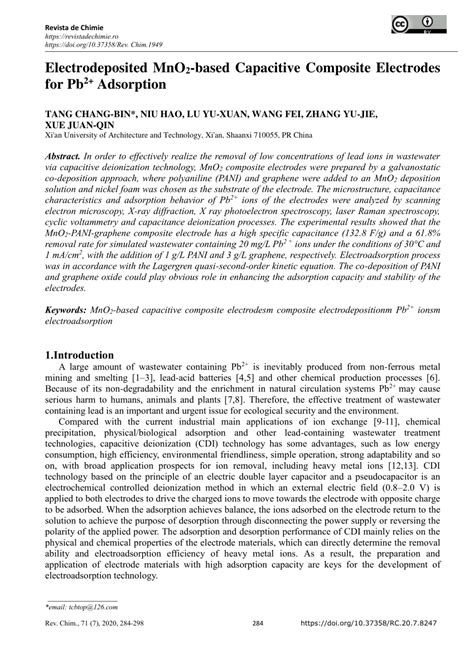 PDF Electrodeposited MnO2 Based Capacitive Composite Electrodes For