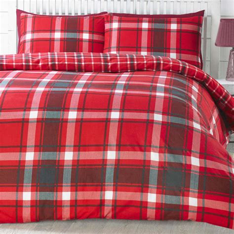 Brushed Cotton Tartan Duvet Cover With Pillowcase Set Aspen Check