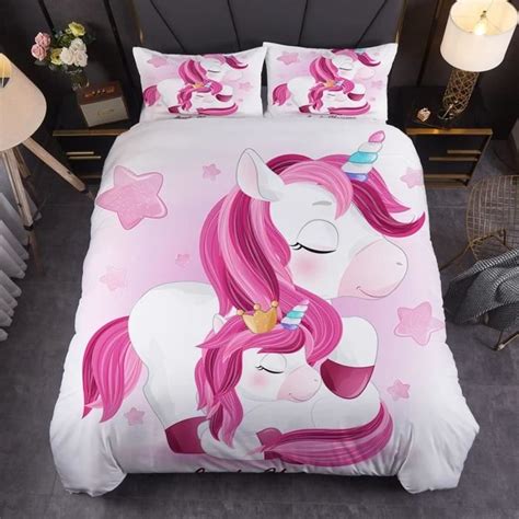 Housse De Couette 3D Imprimé Dessin Animé Animal Licorne Parure De