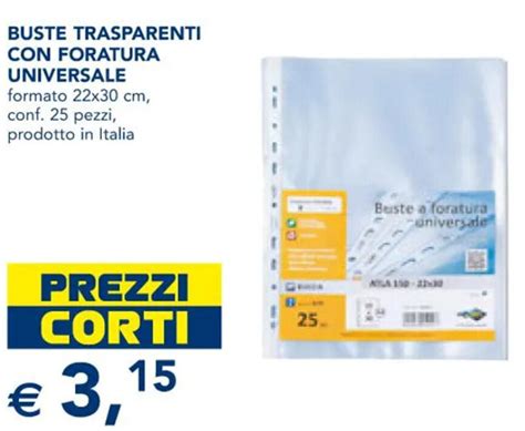 Offerta Universale Buste Trasparenti Con Foratura Formato 22x30 Cm