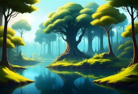 premium photo  forest  trees  water   background