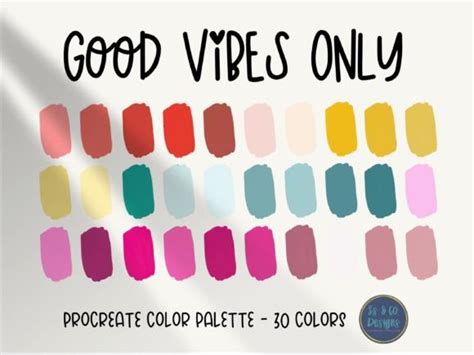 Good Vibes Only Procreate Color Palette Graphic By Ssandcodesigns · Creative Fabrica