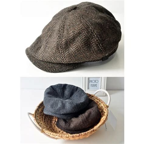 Retro Herringbone Tweed Mens French Beret For Men Perfect For Mafia ...