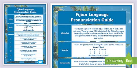 Fijian Language Pronunciation Guide (teacher made) - Twinkl