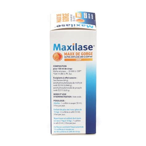 Maxilase Sirop Mal De Gorge Enzyme Alpha Amylase Anti Inflammatoire