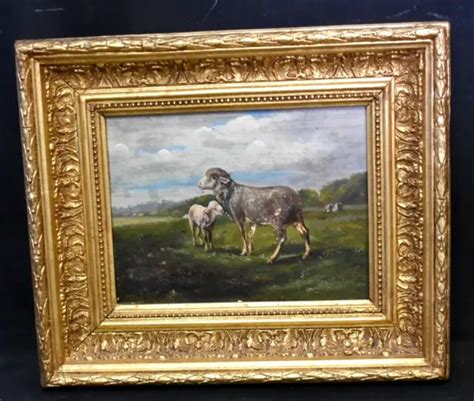 TABLEAU ANCIEN HUILE paysage animé moutons époque XIXème EUR 123 00