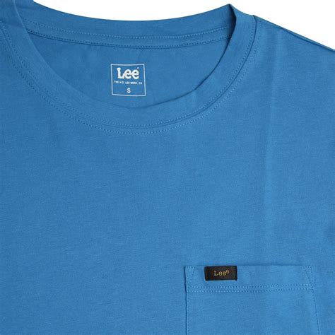 Lee Retro Mod Ultimate Crew Neck Pocket Tee In Dipped Blue