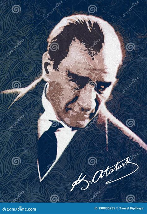 Ilustración De Mustafa Kemal Ataturk Con Su Propia Firma Imagen