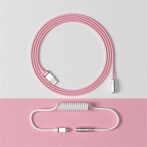 Akko Custom Coiled Aviator Cable V2 USB C Auf USB A 1 5m Sakura Pink