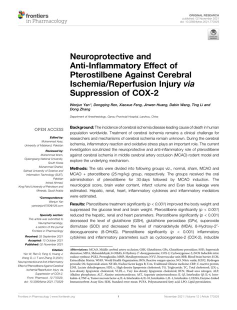 PDF Neuroprotective And Anti Inflammatory Effect Of Pterostilbene