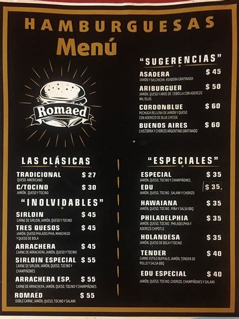 Menu At Hamburguesas Romaed Restaurant Merida