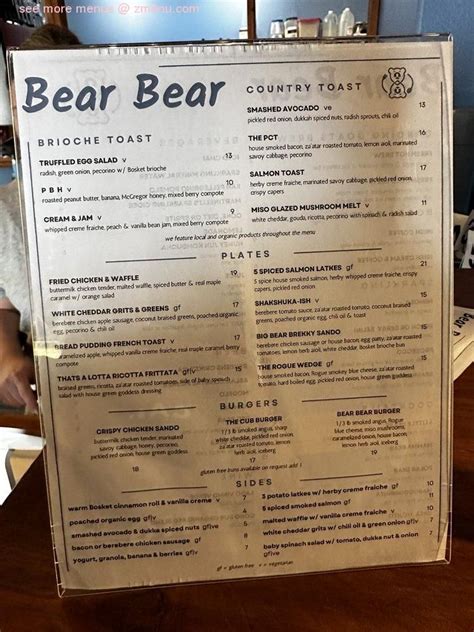 Online Menu of Bear Bear Restaurant, Leavenworth, Washington, 98826 - Zmenu