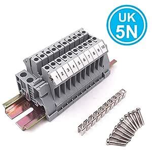 Erayco Assembly UK5N 10pcs DIN Rail Terminal Blocks Kit With Fixed