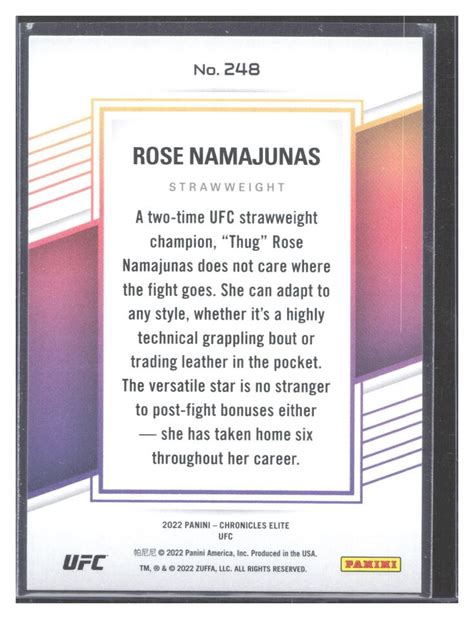 2022 Panini Elite UFC ROSE NAMAJUNAS 248 MMA STRAWWEIGHT CHAMPION